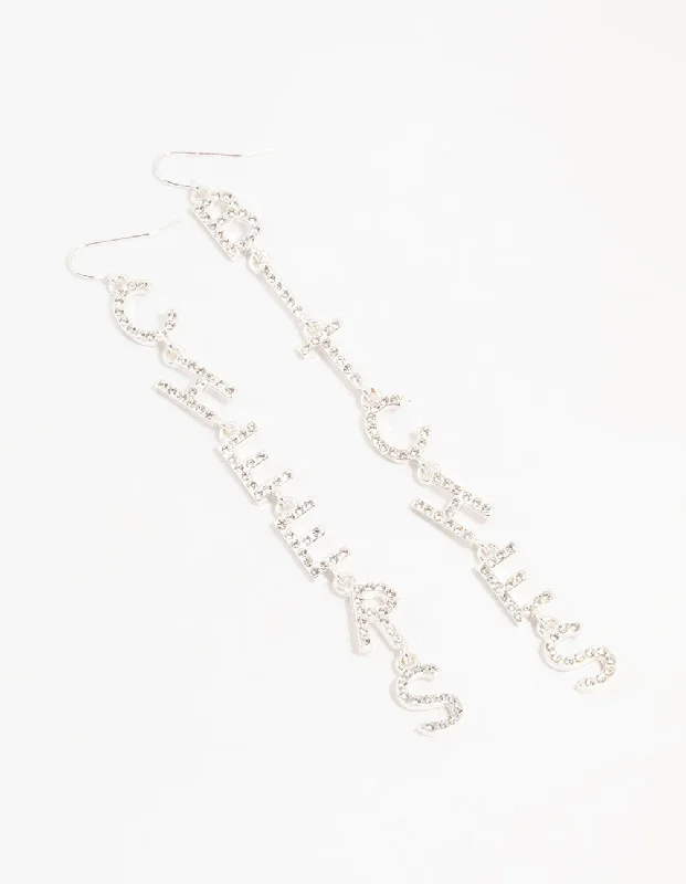 Embellished Drop Earrings for Fancy-Silver Cheers B*tches Drop Earrings