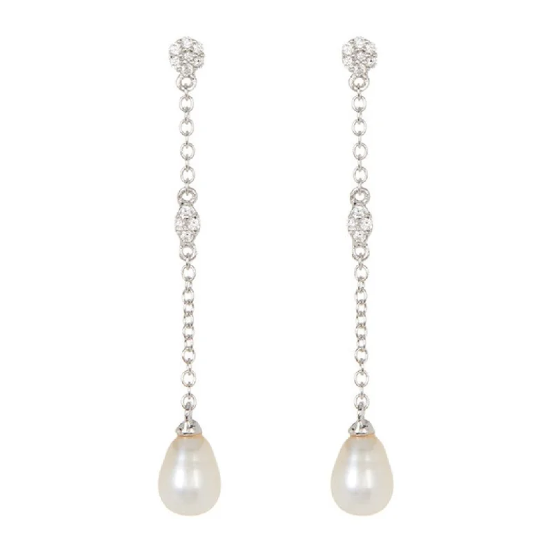 Hypoallergenic Drop Earrings for Sensitive-Adornia Freshwater Pearl and Crystal Drop Earrings silver