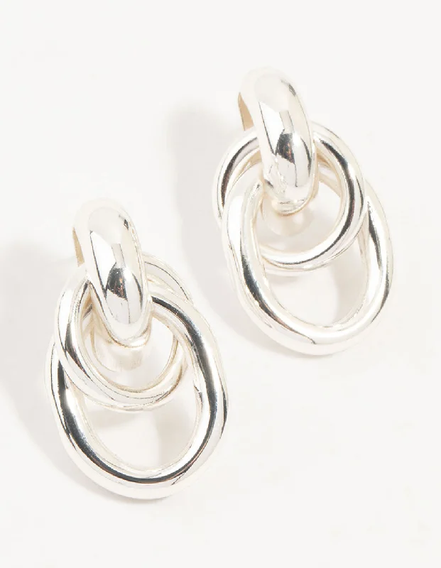 Infinity Drop Earrings for Eternal-Silver Plated Door Knocker Drop Earrings