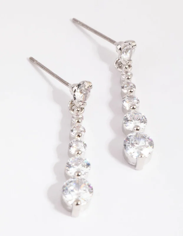 Wedding Drop Earrings for Bridal-Small Graduated Crystal Drop Earrings