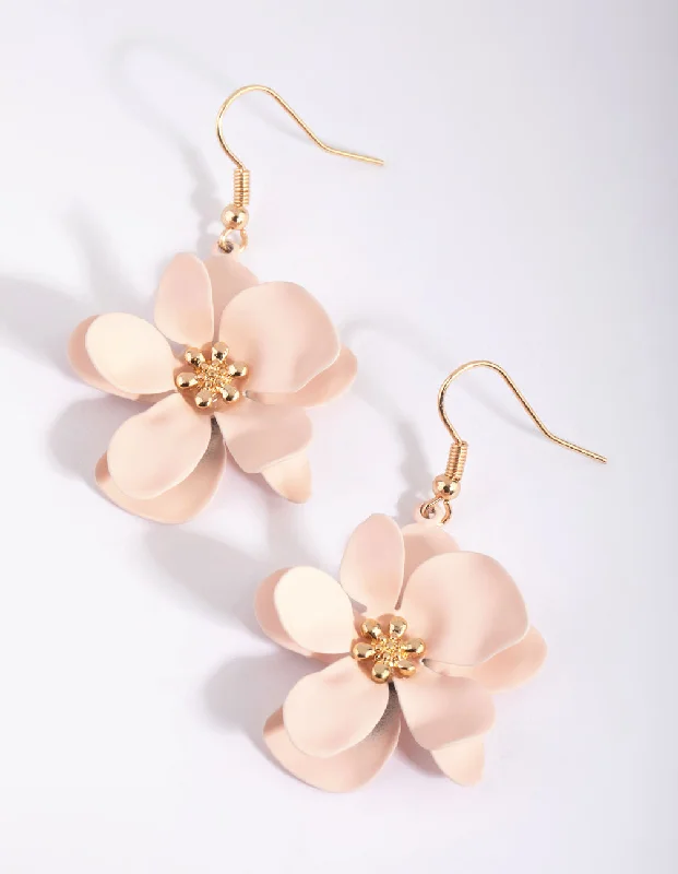 Silver Drop Earrings for Classic-Blush Petal Drop Earrings