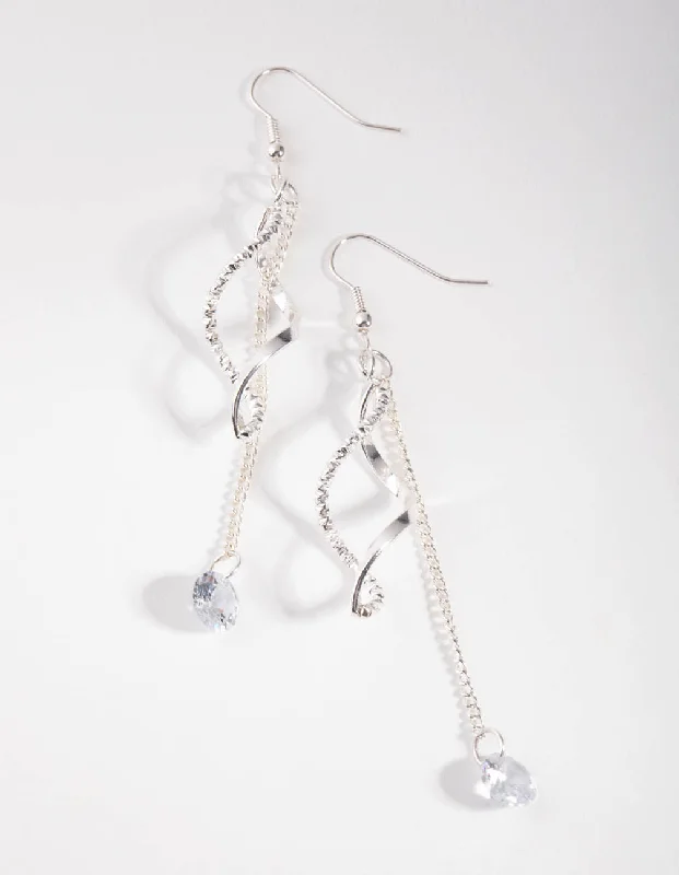 Diamond Drop Earrings for Sparkling-Silver Swirl Drop Earrings