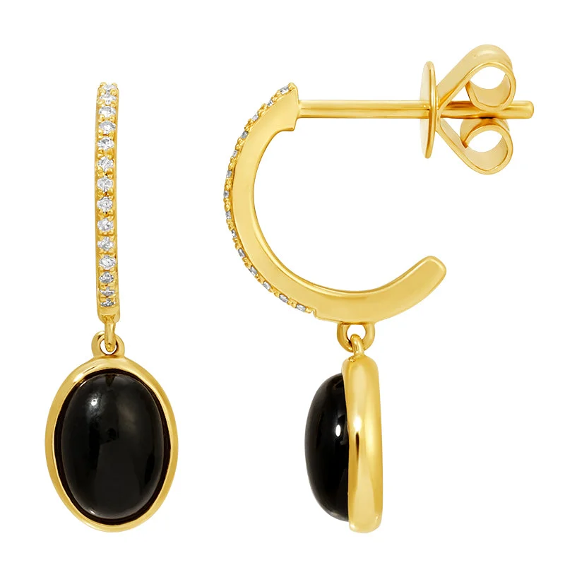 Oval Drop Earrings for Graceful-ZAK ONYX OVAL  DROP EARRINGS