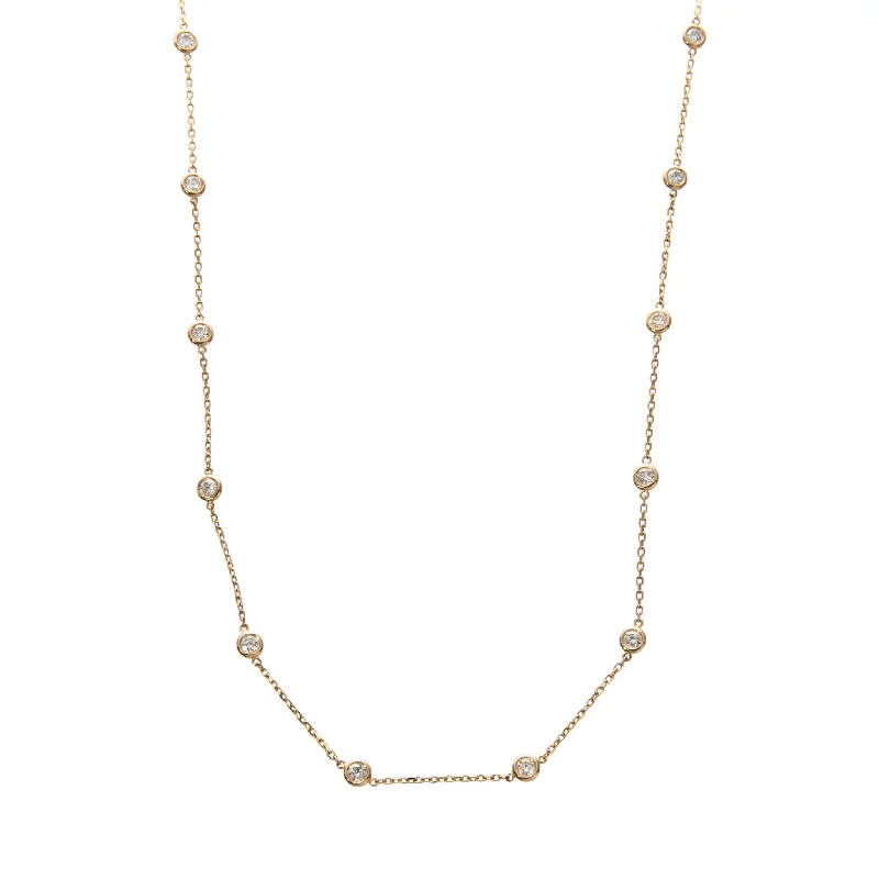 Elegant pendant necklaces with simple, understated designs for everyday wear -1.5ctw Diamonds by the Yard 14 Station 14K Yellow Gold Necklace