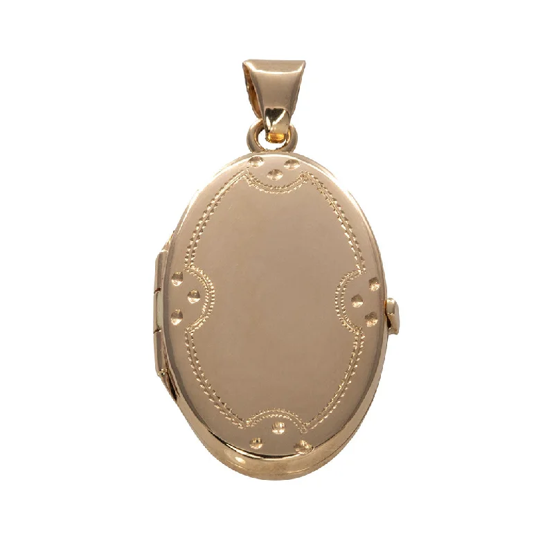 Beautiful cameo pendants on necklaces for a vintage-inspired and intricate design -14K Gold Engraved Border Small Oval Locket Pendant