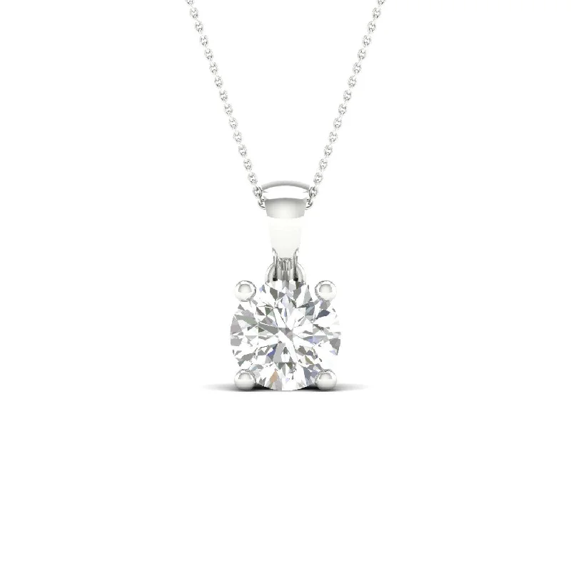 Custom birthstone pendants for a personalized necklace with sentimental meaning -14K White Gold 1.96ct Lab Grown Round Diamond Solitaire Necklace