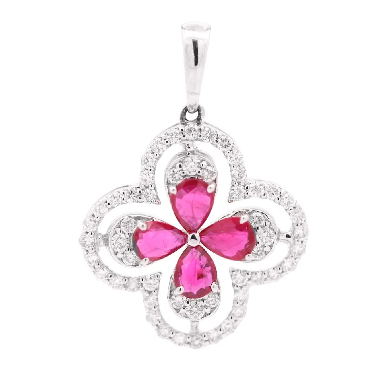 Minimalist coin pendants for necklaces for women who love subtle yet trendy designs -14K WHITE GOLD  CLOVER/FLOWER  PENDANT