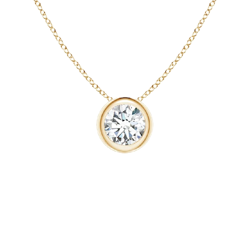 Custom coordinate pendant necklaces with engraved location for meaningful and sentimental gifts -14K Yellow Gold Bezel Set Diamond Necklace