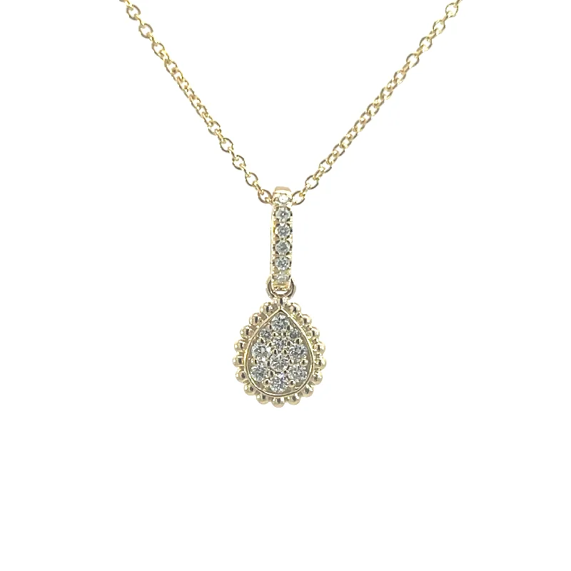 Adjustable pendant necklaces with customizable chains for a personalized, comfortable fit -14K Yellow Gold Pear Cluster Station Necklace