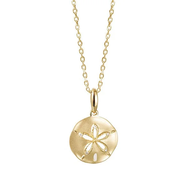 Unique gemstone pendants on sterling silver chains for a vibrant, colorful accessory -14K Yellow Gold Small Diamond Sand Dollar Pendant