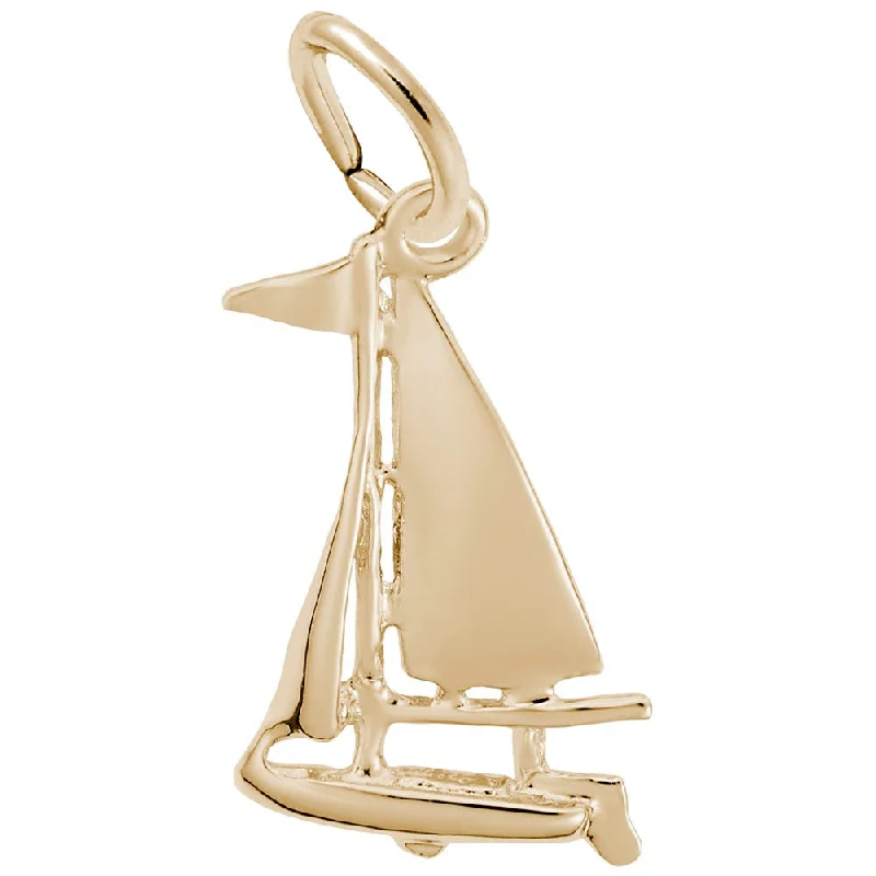 Fashionable star-shaped pendant necklaces for women who love celestial-inspired accessories -14K Yellow Gold Small Sloop Sailboat Charm