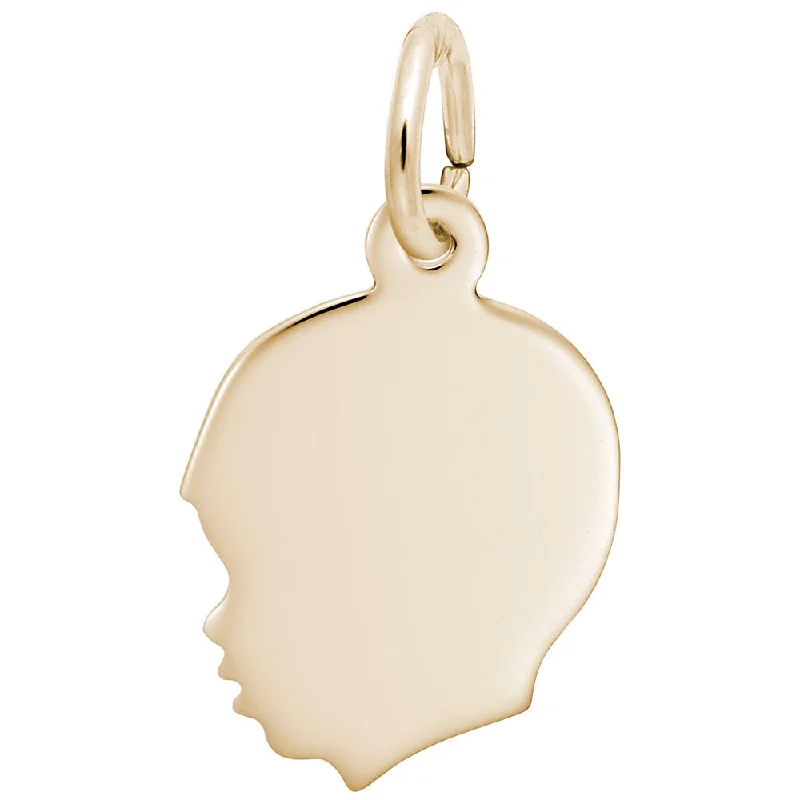 Beautiful diamond solitaire pendants for an elegant, sparkling statement piece -14K Yellow Gold Young Boy's Head Silhouette Charm