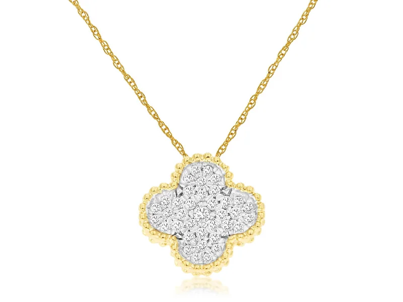 Dainty pendant necklaces with small, delicate designs for subtle elegance -14K Yellow Gold Diamond Quatrefoil Necklace