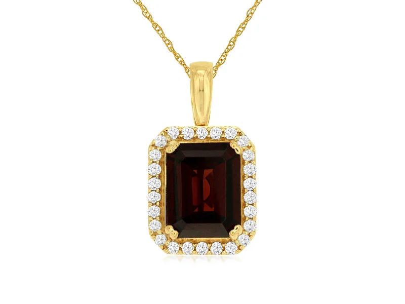 Gorgeous ruby pendants on gold necklaces for a rich, luxurious accessory -14K Yellow Gold Garnet and Diamond Necklace