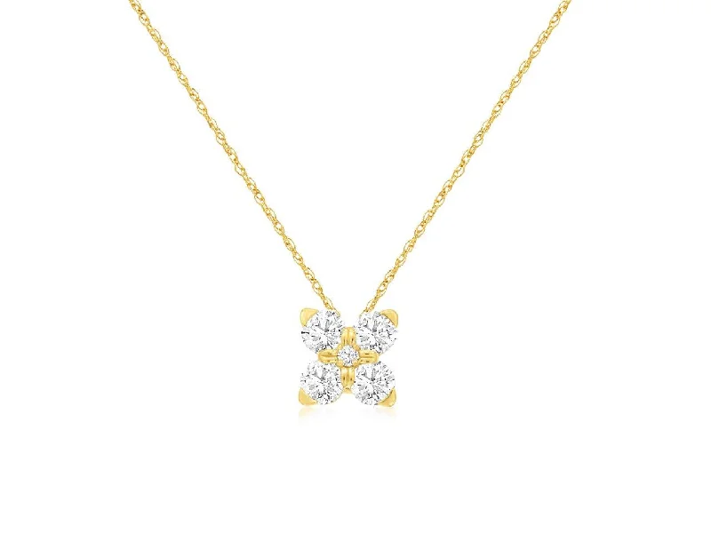 Fashionable pendant necklaces with vintage coins for an antique, eclectic vibe -14K Yellow Gold Diamond Flower Pendant