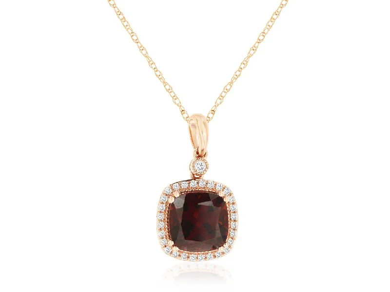 Layered necklaces with pendants for a trendy, stacked look that stands out -14K Rose Gold Garnet and Diamond Necklace