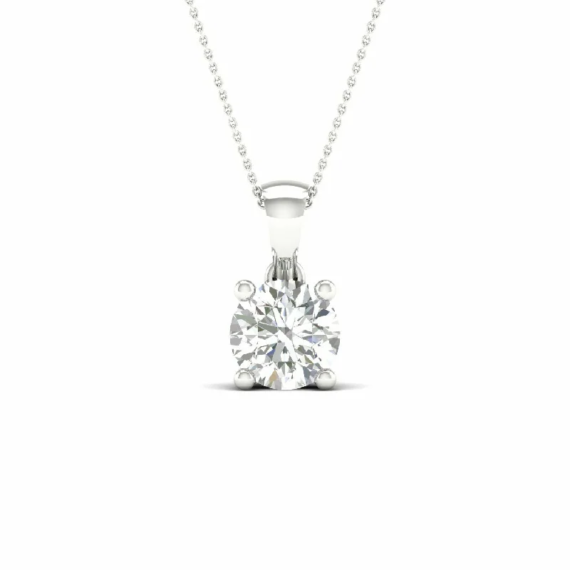 Colorful enamel pendant necklaces for a playful, vibrant accessory that pops -14K White Gold 2ct Lab Grown Round Diamond Solitaire Necklace