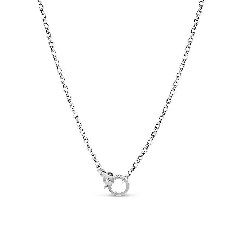 Beautiful pearl pendants on gold chains for a classic, elegant style -Silver Box Chain Necklace with Single Diamond Claw Clasp - 17"