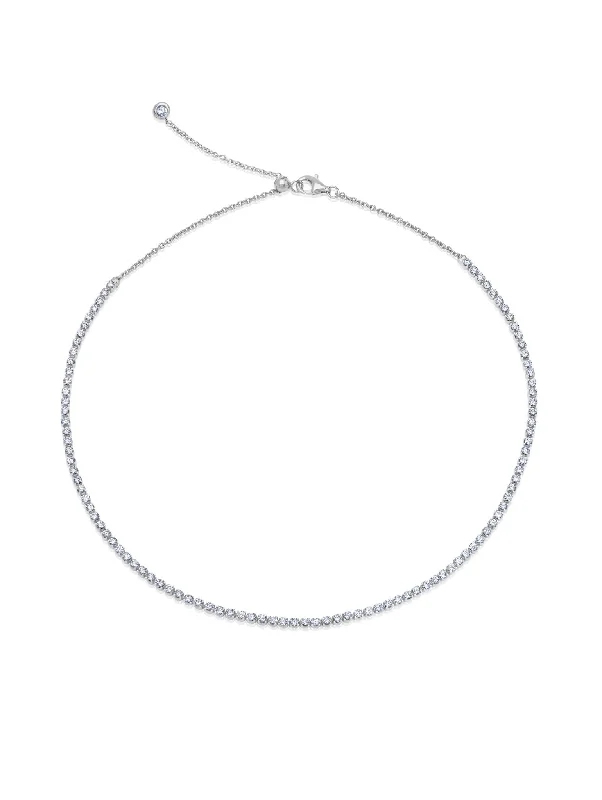 Charming animal-shaped pendants on necklaces for a playful, whimsical accessory -Adjustable Choker Tennis Necklace in Platinum