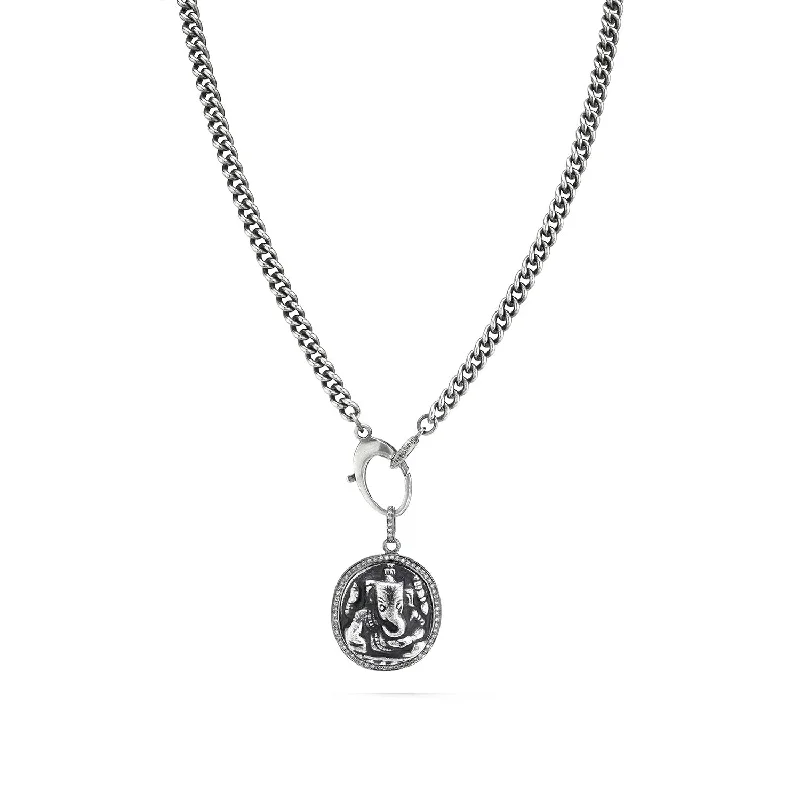 Nature-inspired pendant necklaces with leaf or floral designs for a feminine style -Mr. LOWE Men's Antique Ganesh Pendant Chain Necklace