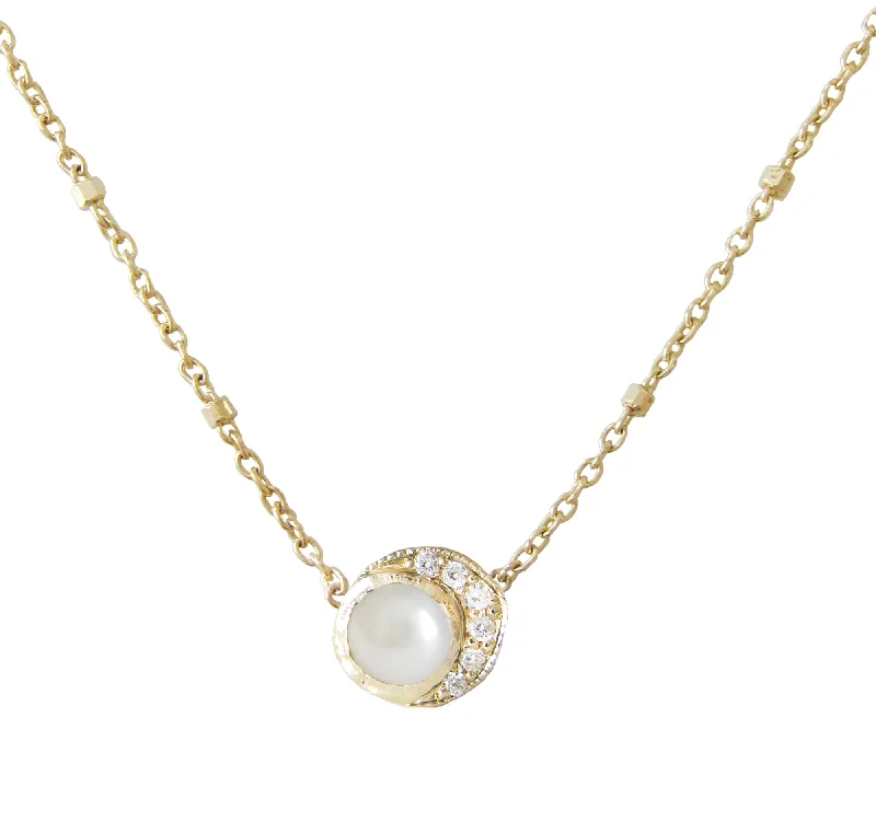 Elegant teardrop pendant necklaces with gemstones for a sophisticated, graceful design -Baby Moon Pearl Necklace