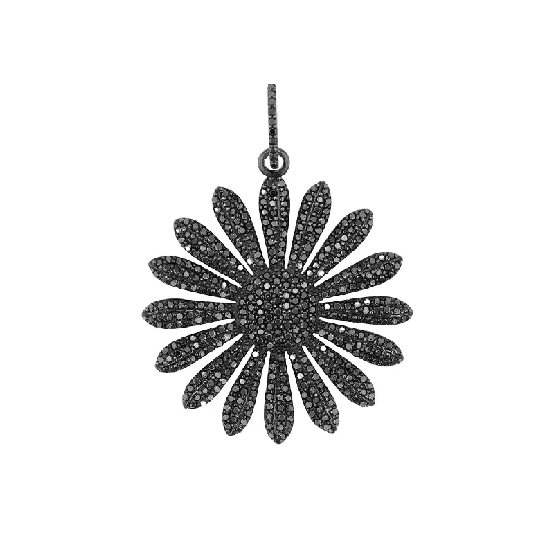 Simple cross pendant necklaces for women seeking spiritual or meaningful jewelry -Black Diamond Daisy Pendant