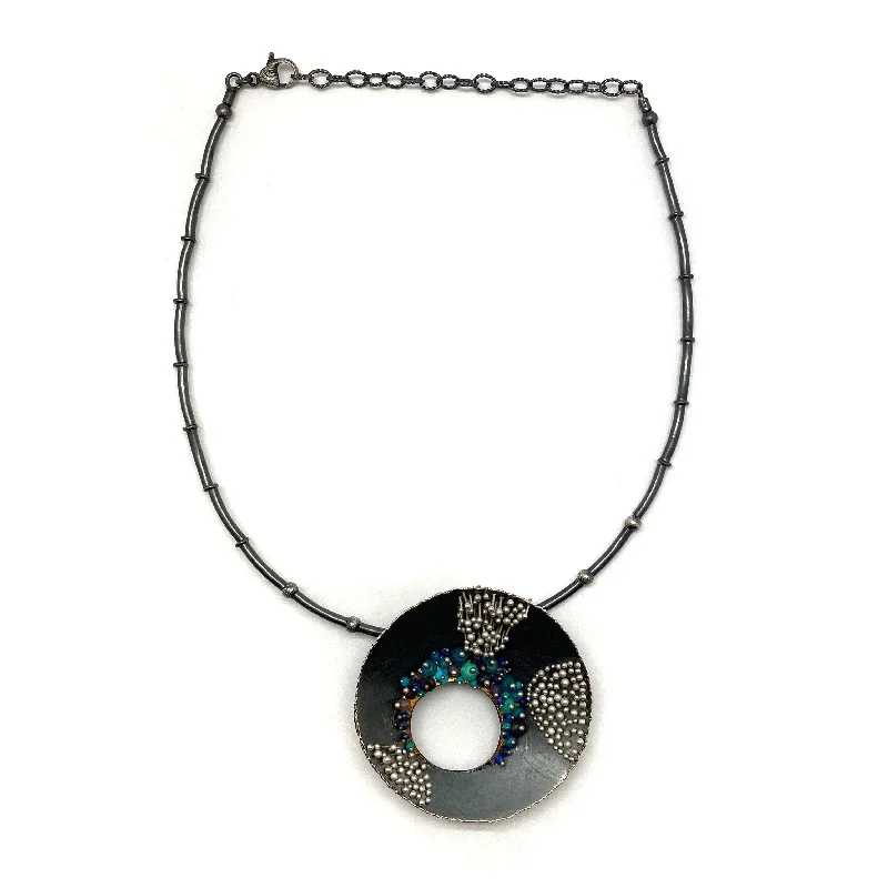 Beautiful pearl pendants on gold chains for a classic, elegant style -Blue Multi-Bead Silver Concave Necklace