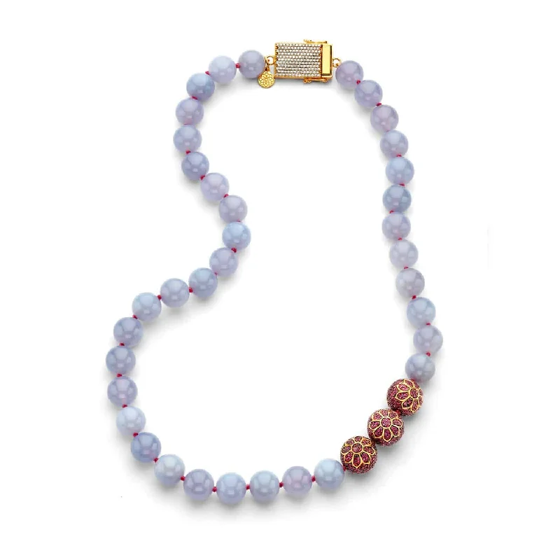 Gorgeous ruby pendants on gold necklaces for a rich, luxurious accessory -Chalcedony Bead Necklace