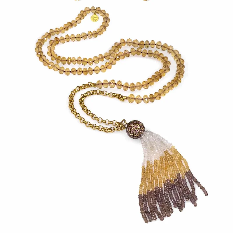 Elegant rose quartz pendants for necklaces for a soft, feminine touch -Citrine Tassel Necklace