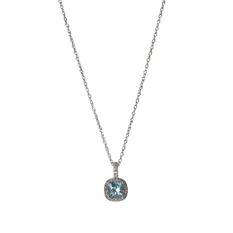 Personalized lockets with engraved pendants for a vintage-inspired, sentimental piece -Cushion Aquamarine & Diamond 14K Gold Pendant Necklace