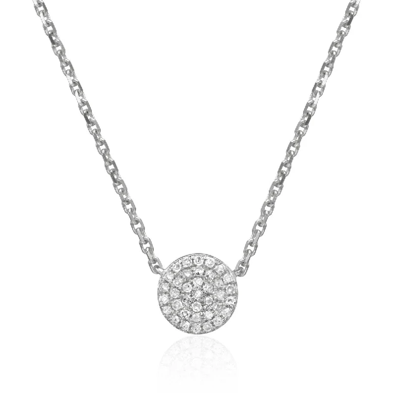 Layered necklaces with pendants for a trendy, stacked look that stands out -Diamond Pavé Round 14K White Gold Necklace