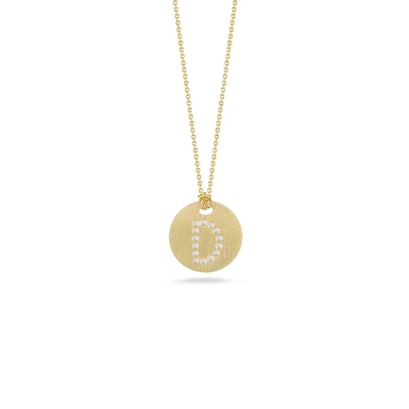 Vintage-inspired gold necklaces with intricate pendant designs for timeless appeal -Disc Pendant with Diamond Initial D