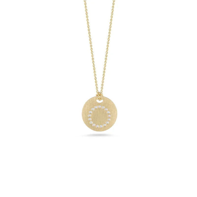 Elegant emerald pendants on necklaces for a sophisticated, luxurious jewelry piece -Disc Pendant with Diamond Initial O