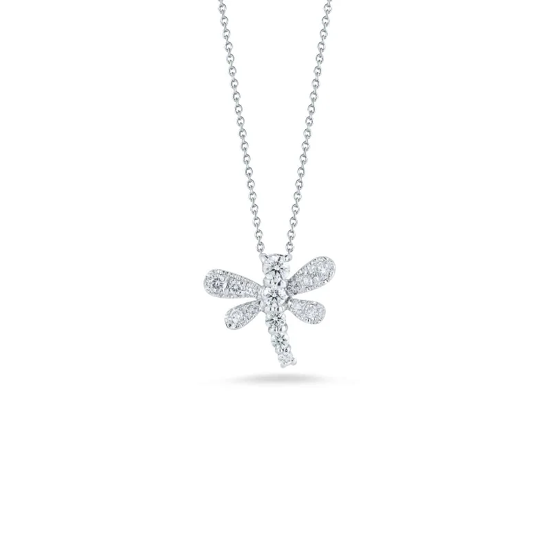 Beautiful silver pendants with intricate floral designs for a feminine and elegant style -Dragonfly Pendant with Diamonds