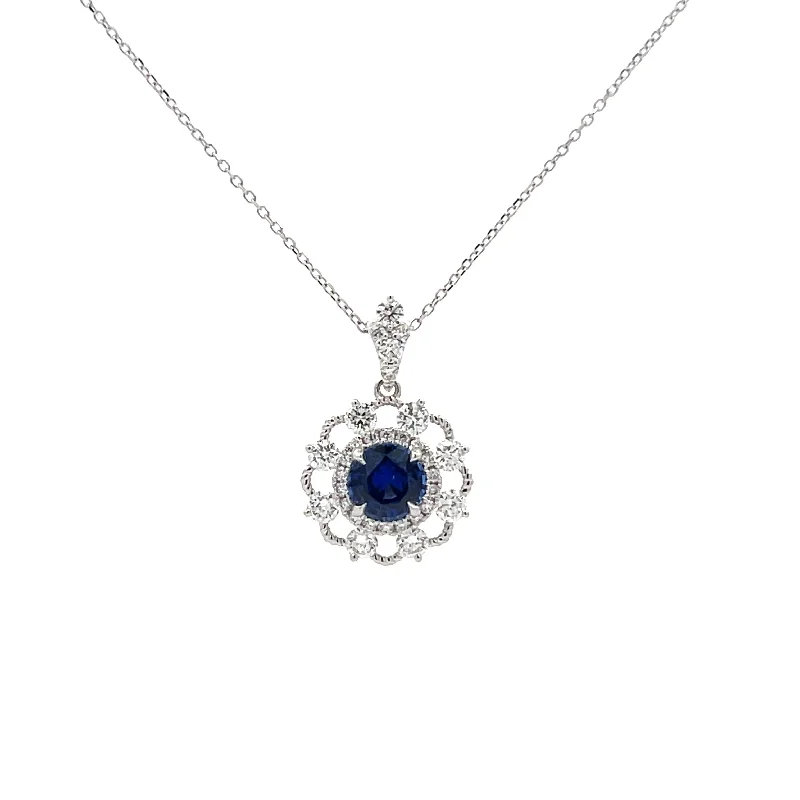 Unique flower-shaped pendants on necklaces for a feminine and nature-inspired look -Flower Sapphire Necklace