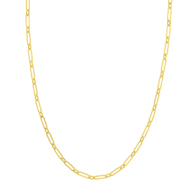 Simple sterling silver necklaces with minimalist pendants for everyday wear -14K Yellow Gold Paper Clip Necklace