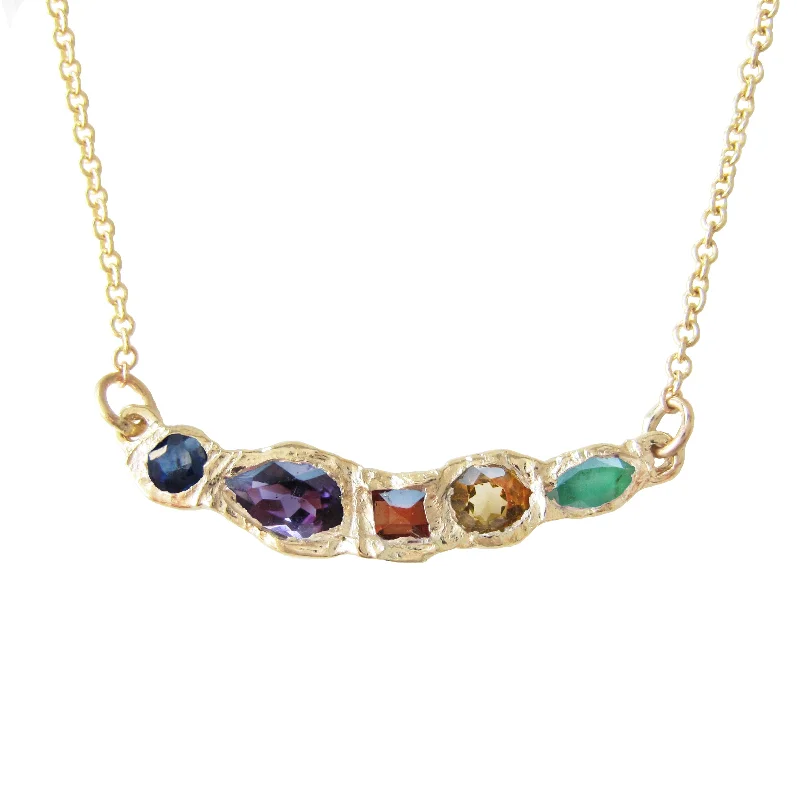 Stunning sapphire pendants on gold necklaces for a touch of elegance -Journey Treasure Rainbow Necklace