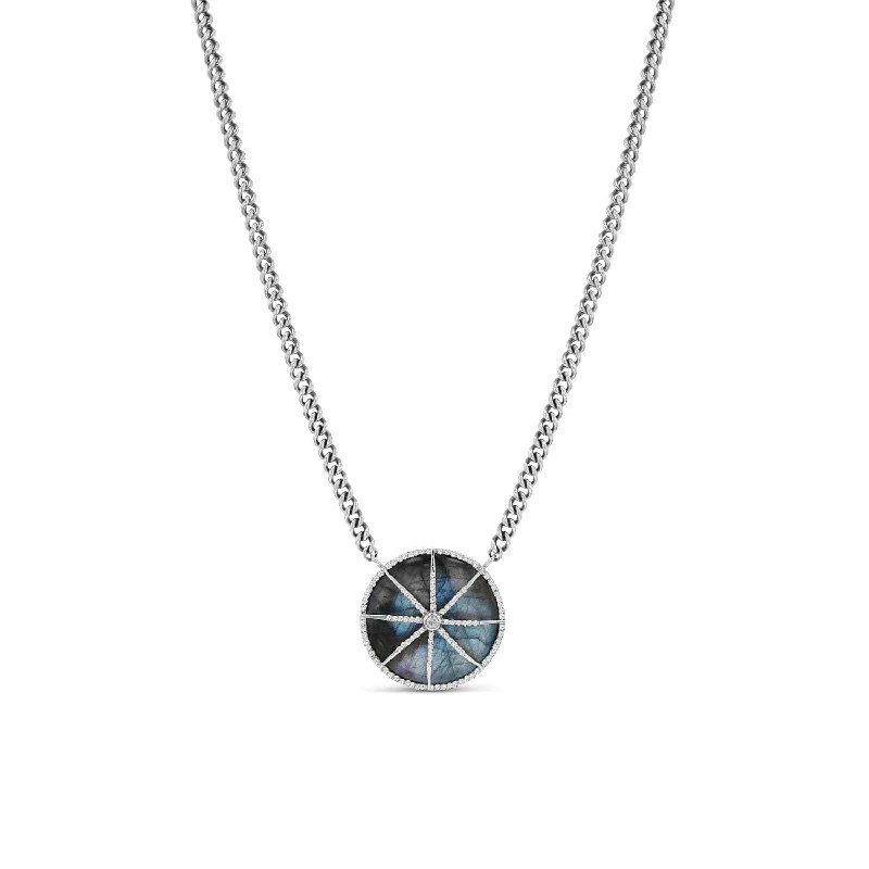 Stylish infinity symbol pendant necklaces for a timeless, meaningful accessory -Labradorite Compass Star Curb Chain Necklace