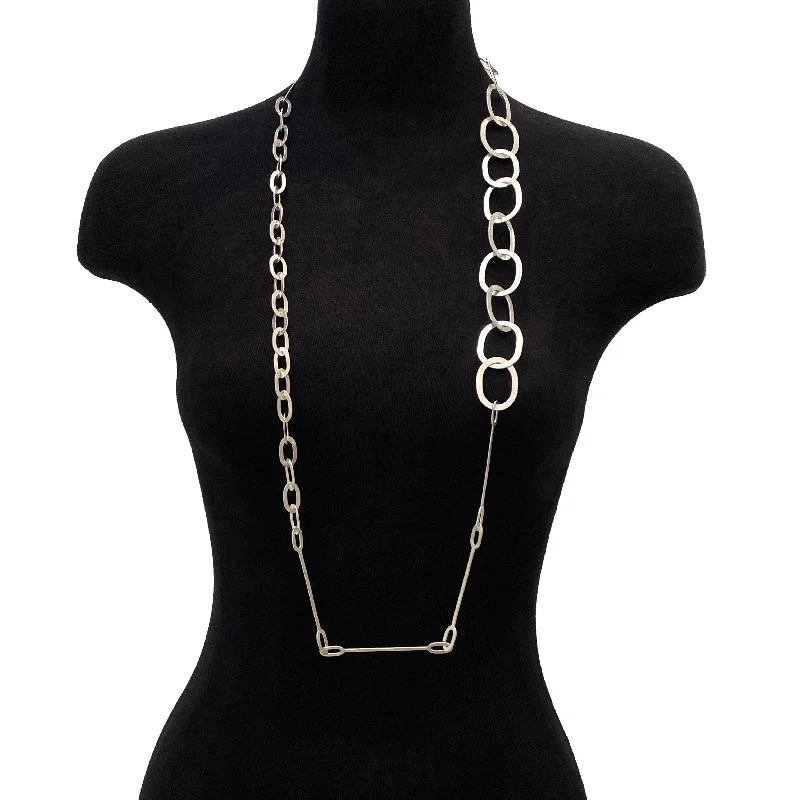 Bold geometric pendant necklaces for women who enjoy contemporary, avant-garde designs -Large Open Oval Chain Link Necklace