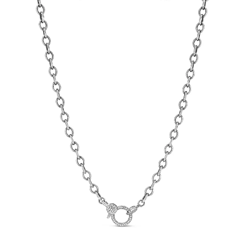 Delicate silver pendant necklaces with intricate designs for an elegant statement piece -Long Link Chain Necklace with Diamond Claw Clasp - 37"