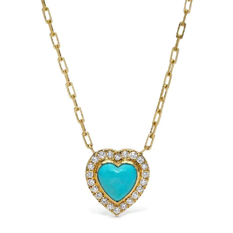 Chic geometric shape pendant necklaces for a bold, contemporary accessory statement -Mark Henry Puffed Heart Turquoise Pendant Necklace