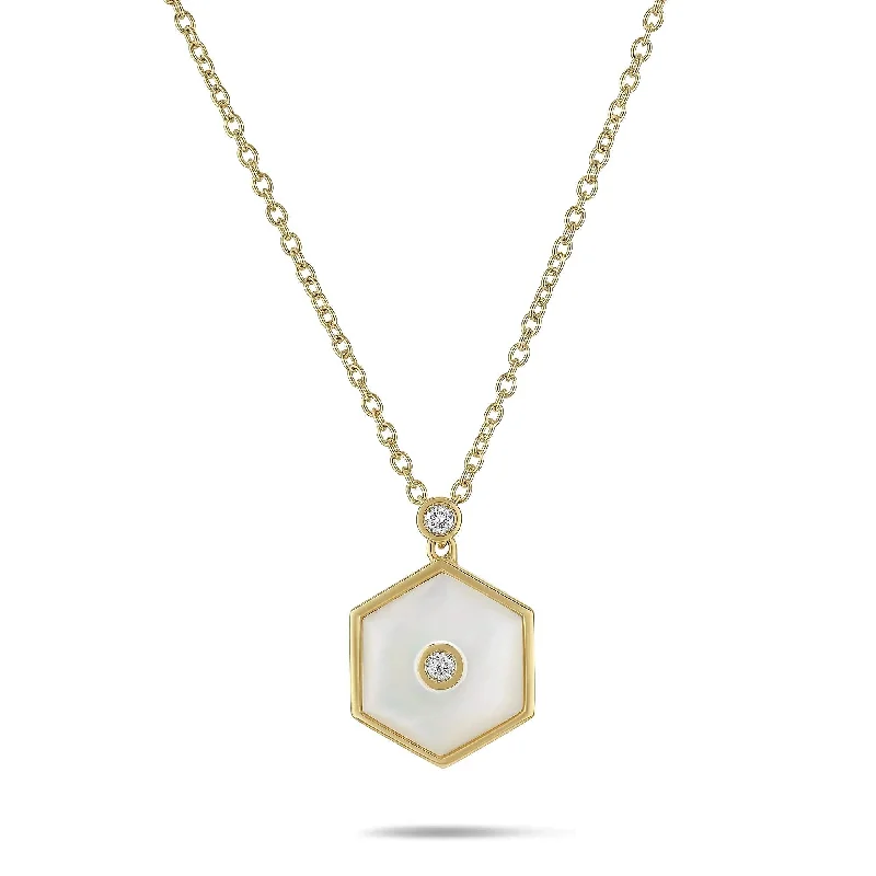 Layered necklaces with pendants for a trendy, stacked look that stands out -MISENO MOTHER OF PEARL & DIAMOND NECKLACE