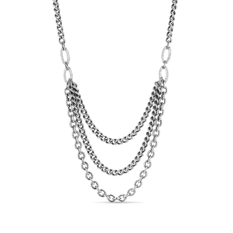 Stunning sapphire pendants on gold necklaces for a touch of elegance -Montecito Nights Diamond Links Draped Chain Necklace