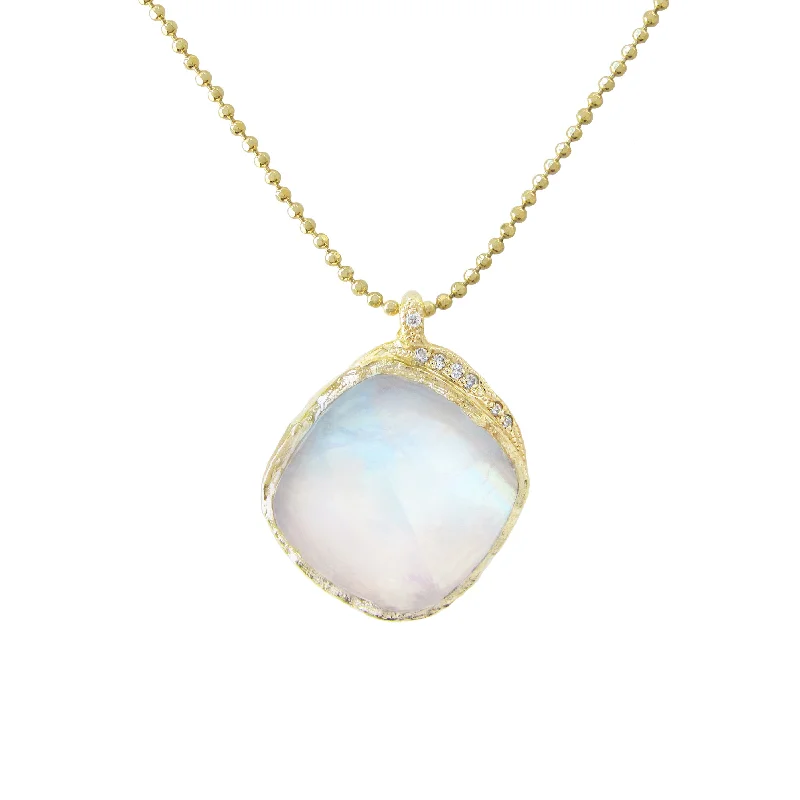 Elegant platinum pendant necklaces with diamonds for a luxurious, sparkling accessory -Moonstone Cove Necklace