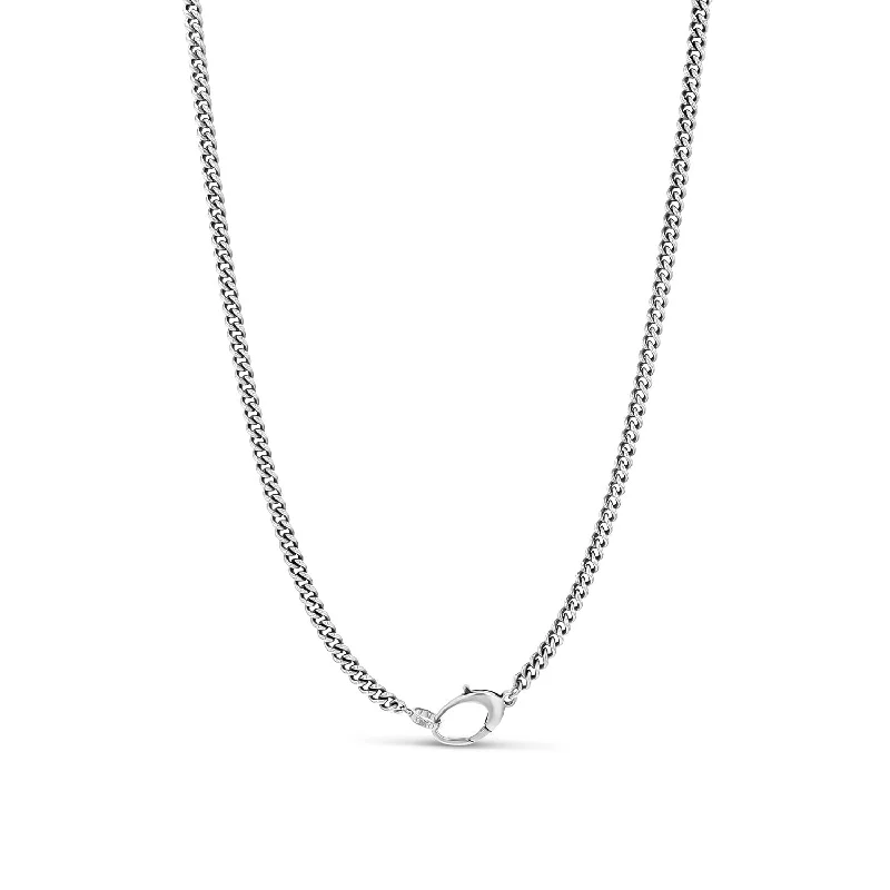 Sparkling diamond and emerald pendants for necklaces for a luxurious statement piece -Mr. LOWE Men's Silver Curb Chain Necklace - 18", 20", 22" 24"