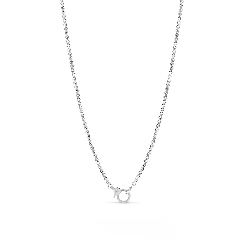 Elegant rose quartz pendants for necklaces for a soft, feminine touch -Mr. LOWE Men's Rolo Silver Chain Necklace - 24"