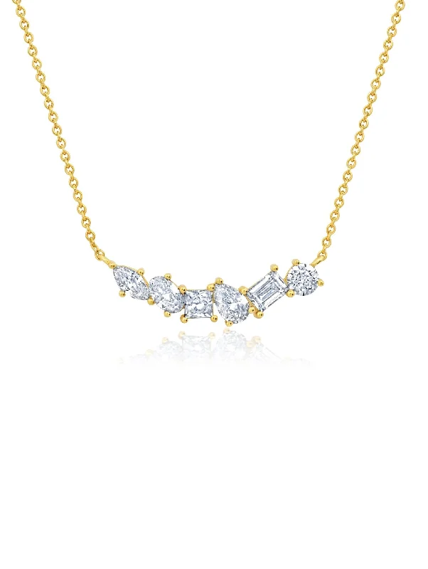 Elegant gold necklaces with diamond pendants for a timeless, luxurious look -Multicut Bar Necklace in Gold