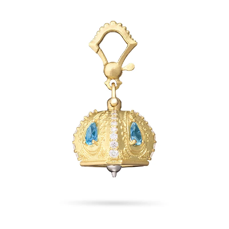 Heart-shaped lock pendant necklaces for a romantic, whimsical jewelry piece -Paul Morelli Aquamarine & Diamond Raja Meditation Bell