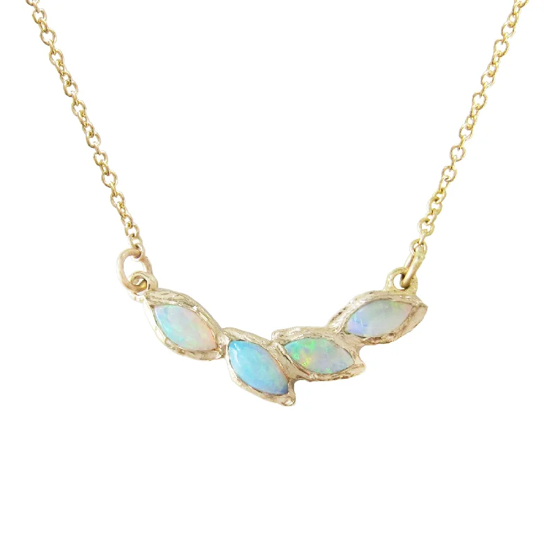 Beautiful silver pendants with intricate floral designs for a feminine and elegant style -Petal Opal Necklace