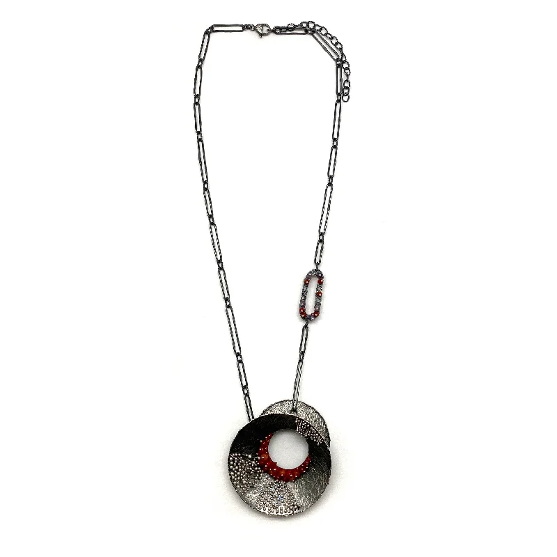 Gold pendant necklaces with vintage designs for women who love antique-inspired jewelry -Carnelian and Silver Concave Necklace